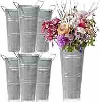 Amazon.co.jp: 6個 9インチ 亜鉛メッキメタル花瓶 ファーム